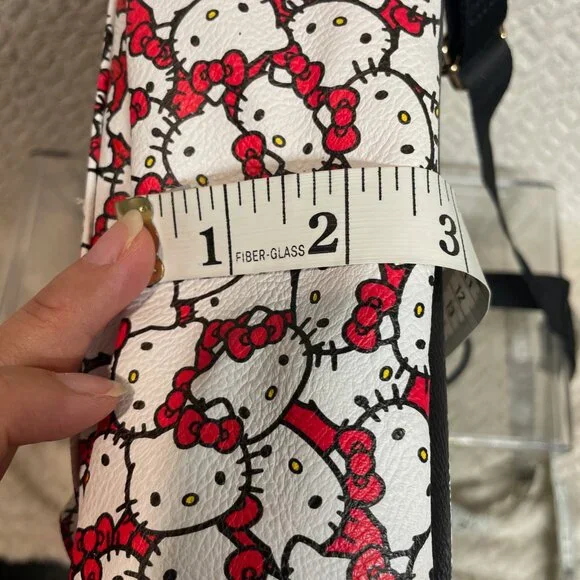 Sanrio Hello Kitty White Leather Mini Backpack‎ Black Pattern Red Bow Kawaii - Picture 11 of 11